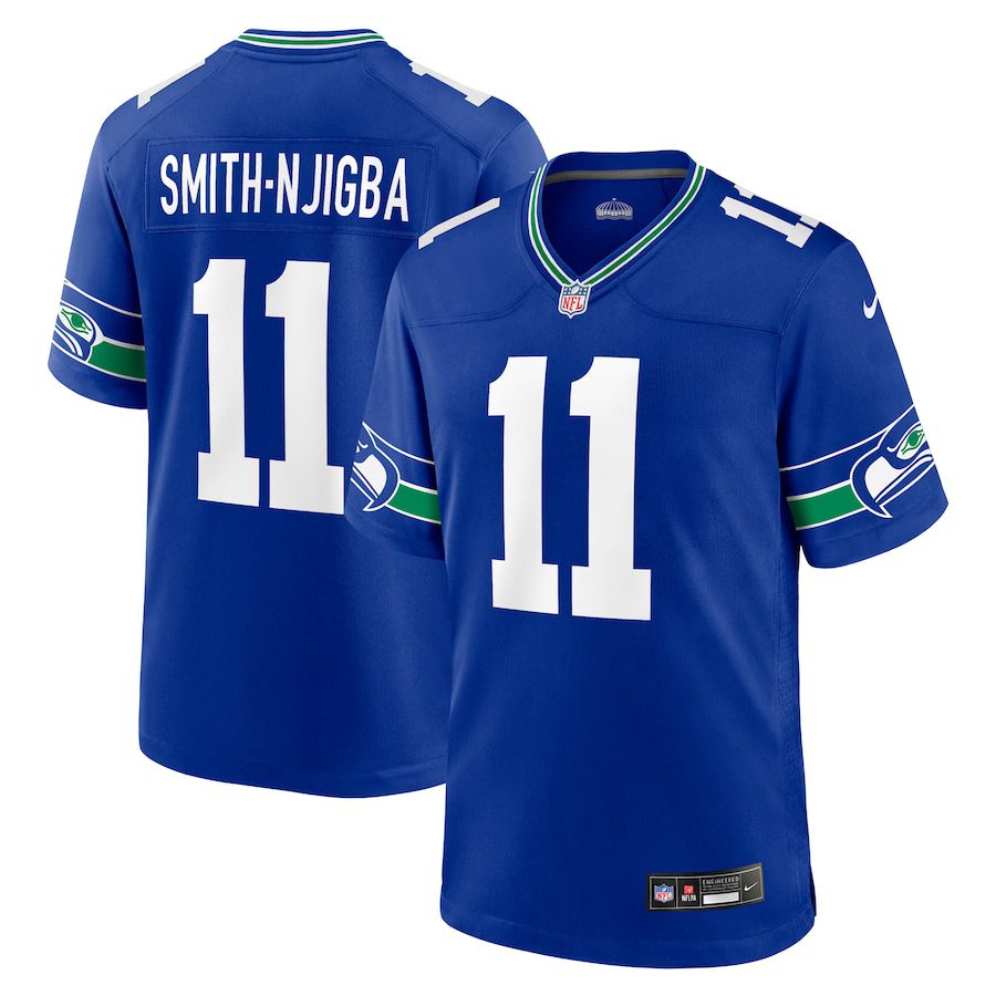 Men Seattle Seahawks 11 Jaxon Smith-Njigba Nike Royal Throwback Player Game NFL Jersey
